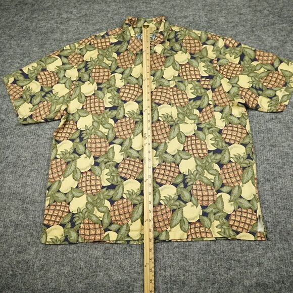 Old Maui Hawaiian Shirt Mens Extra Large Blue Print All Over Pineapple 100% Silk - Picture 8 of 16